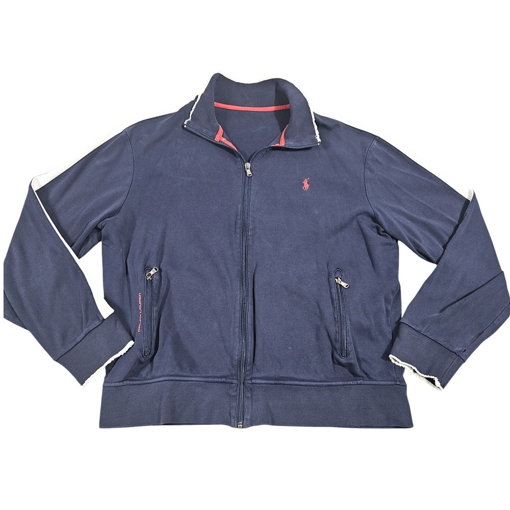 Ralph Lauren Full Zip Track Jacket XL Navy Embroidered Pony Sport Prep